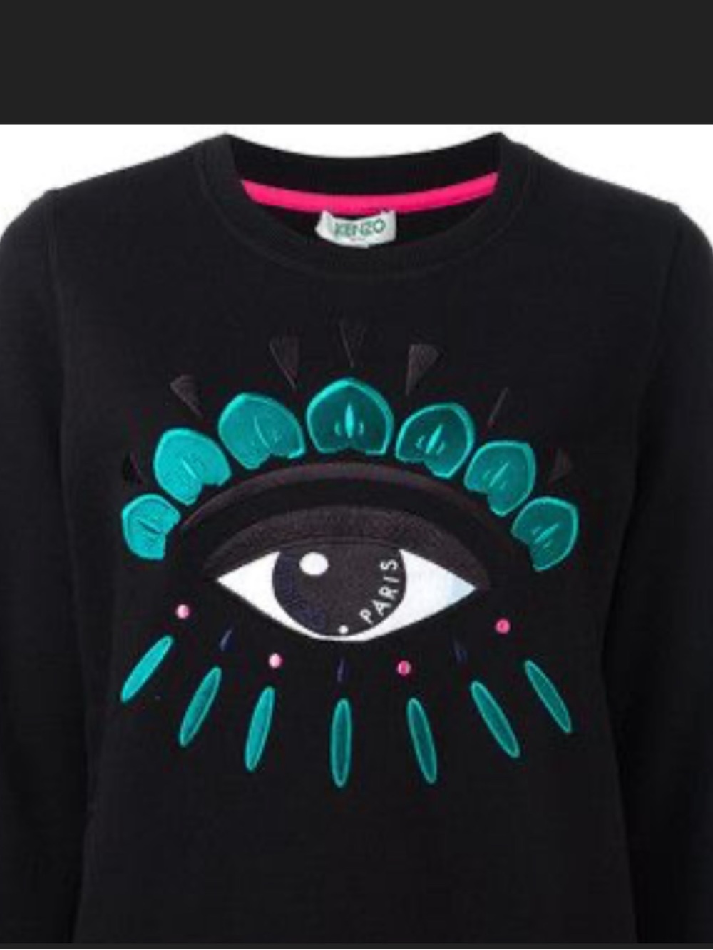 Kenzo Black Sweatshirt with Teal & Pink Eye Motif